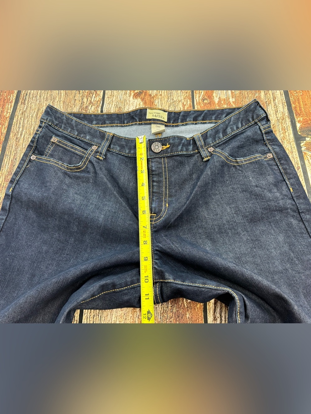 1969 GAP Women’s Curvy Straight Blue Denim Jeans, Dark Wash Size 14/32A - Picture 7 of 12